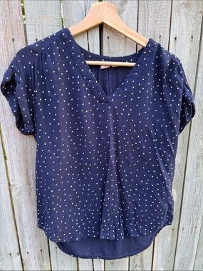 GAP Navy Top with Cream Polka Dots